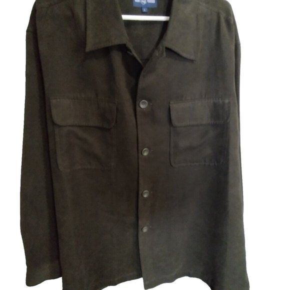 Alan Flusser Wool Black Long Sleeve Mens Large Button Shirt - Picture 1 of 5